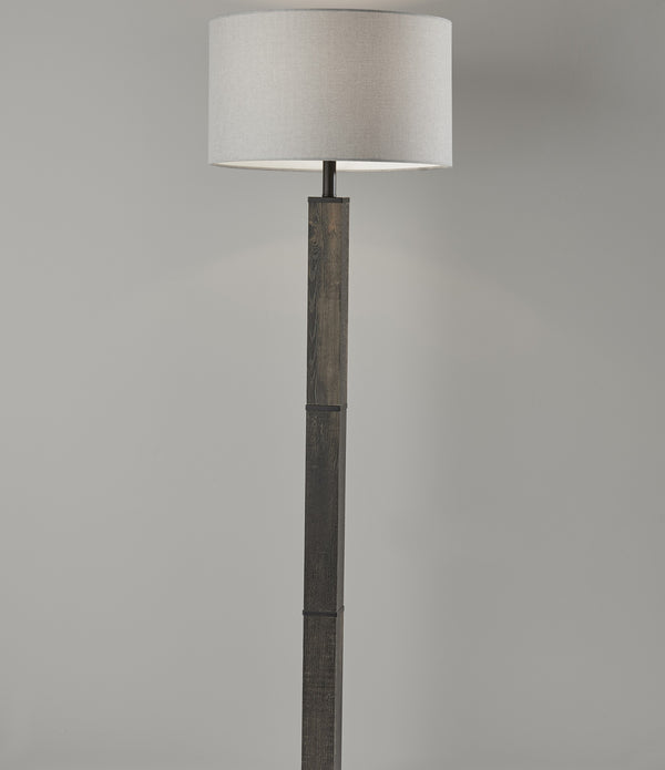 Black Wood Pillar Floor Lamp