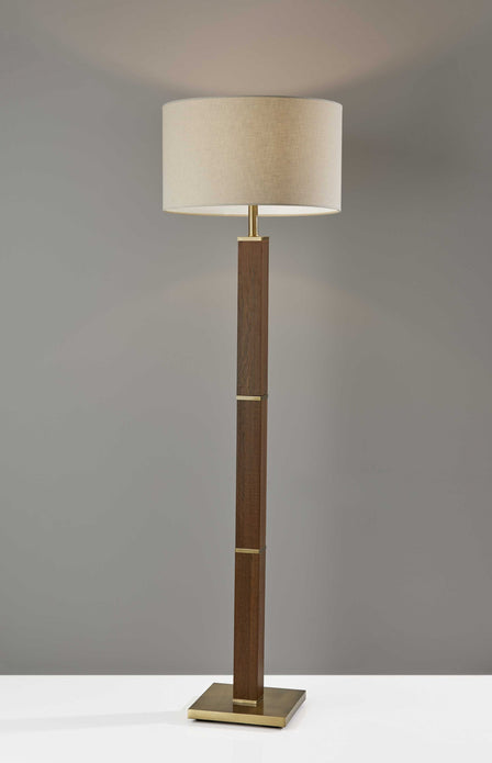 Walnut Wood Finish Pillar Floor Lamp