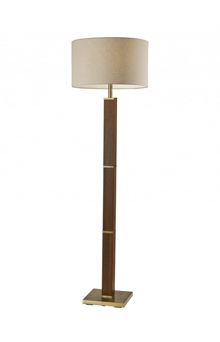 Walnut Wood Finish Pillar Floor Lamp