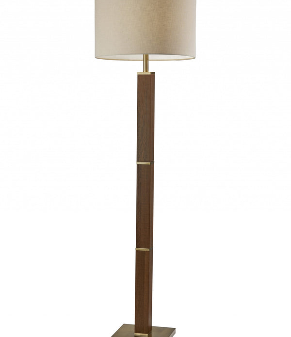 Walnut Wood Finish Pillar Floor Lamp