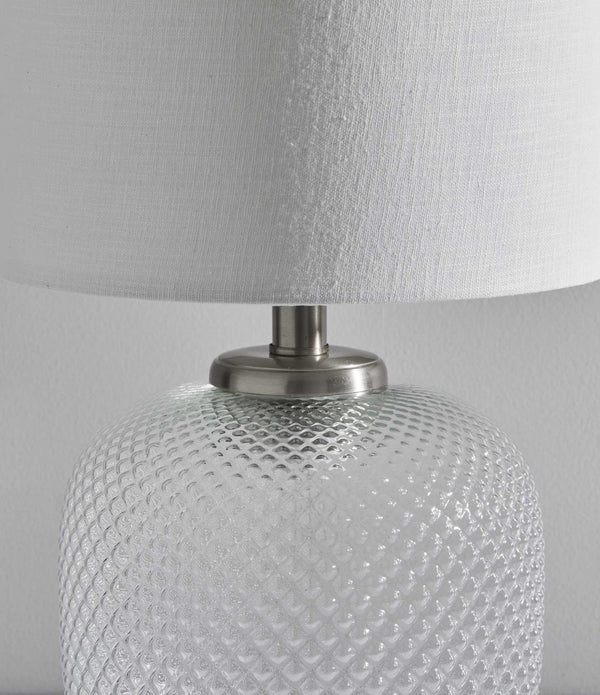 Brushed Steel Metal Dotty Table Lamp with Night Light