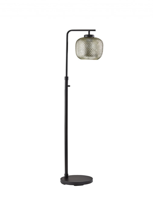 Retro Floor Lamp Bronze Metal with Mercury  Dotty Glass Shade