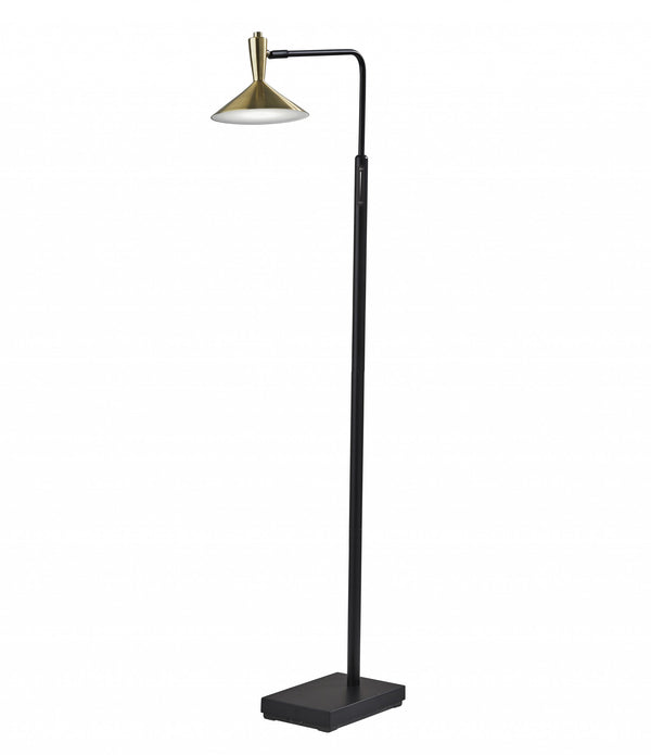 Adjustable Brass Spotlight LED Floor Lamp in Black Metal