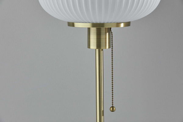 Antique Brass Striped Glass Glow Table Lamp