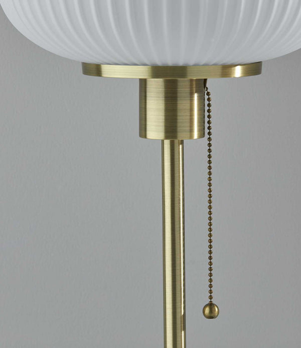 Antique Brass Striped Glass Glow Table Lamp