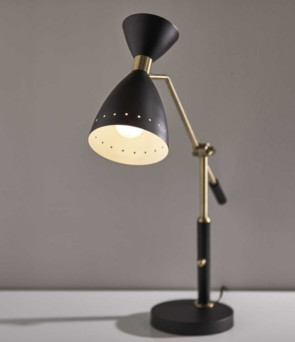 Brass Cinch Black Metal Adjustable Desk Lamp