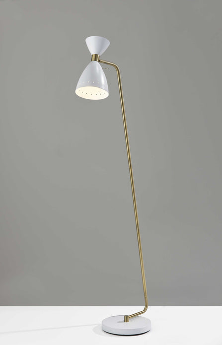 Brass Cinch Floor Lamp in White Metal