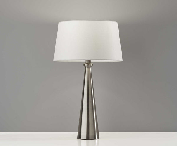 Set of 2 Contemporary Tapered Brushed Steel Metal Table Lamps