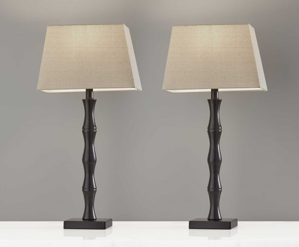 Set of 2 Black Metal Sculptural Table Lamps