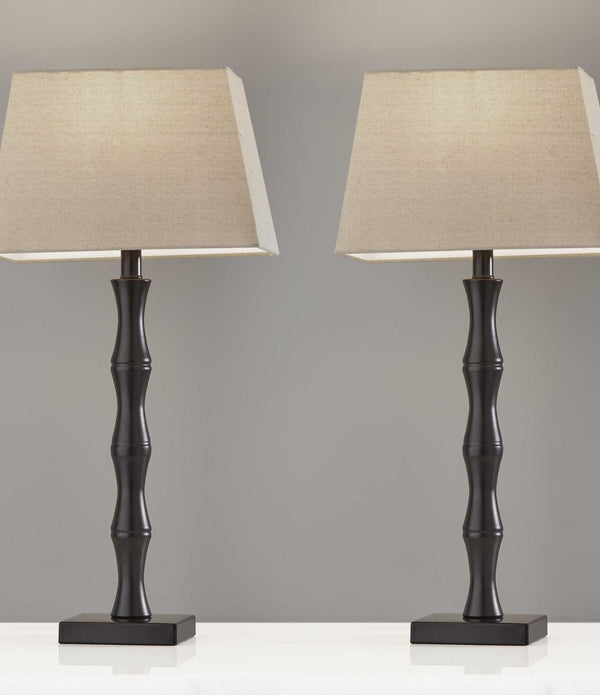 Set of 2 Black Metal Sculptural Table Lamps