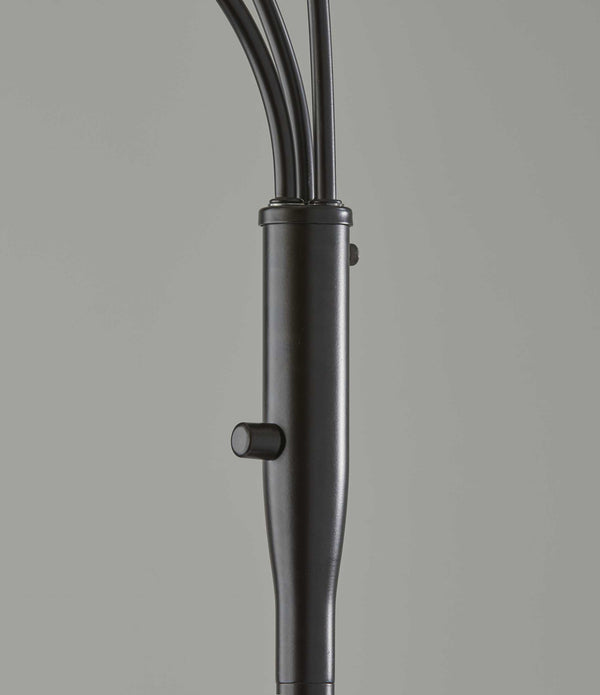 Three Light Adjustable Arm Dark Bronze Floor Lamp