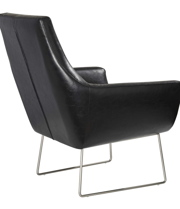 Distressed Black Faux Leather Armchair