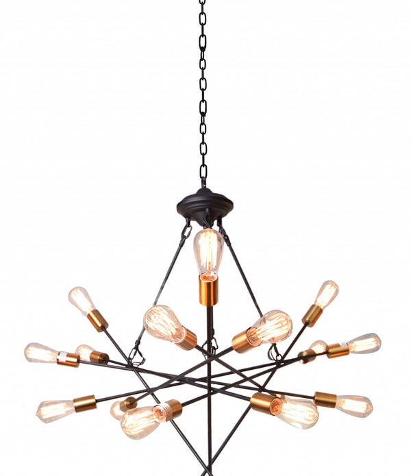 Black and Brass Pom Pom Want Chandelier