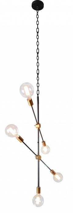 Black and Brass Baton Pendant Light