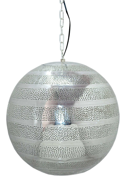 Morrocan Silver Ball Lantern Style Pendant Lamp