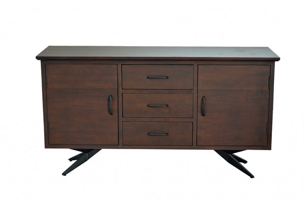 Brown and Black Wood Metal Buffet