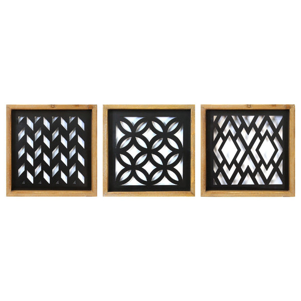 Modern Wood  Black Metal Wall Decor