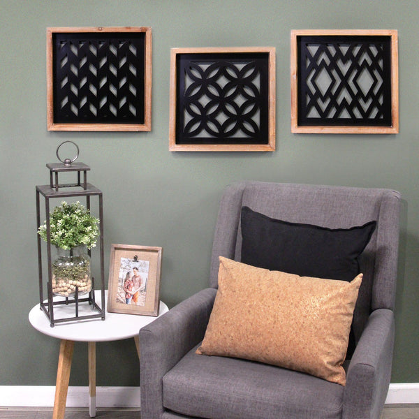 Modern Wood  Black Metal Wall Decor