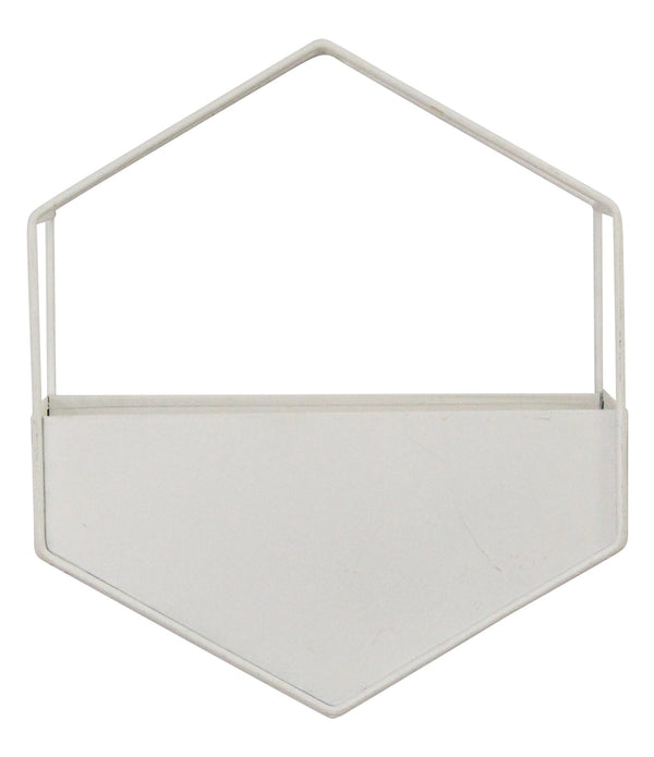 Modern White Metal Hexagonal Hanging Wall Planter