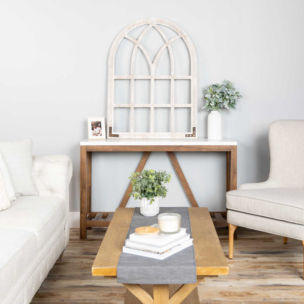 Distressed Wood Framed Window Arch Wall Decor