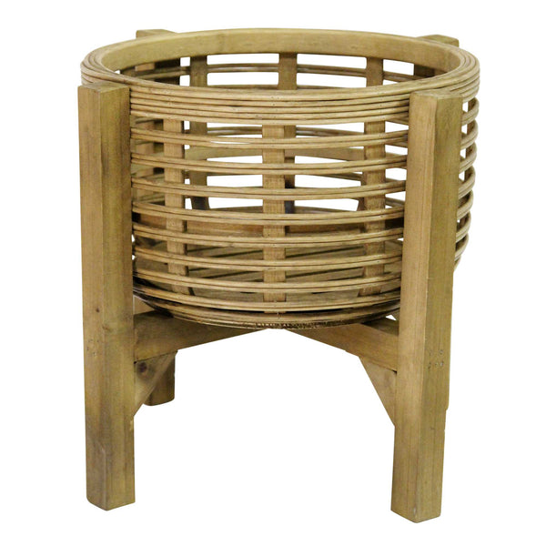 12.8 X 12.8 X 11.5 Natural Wood 8 Bamboo 1 Wood Plant Stand