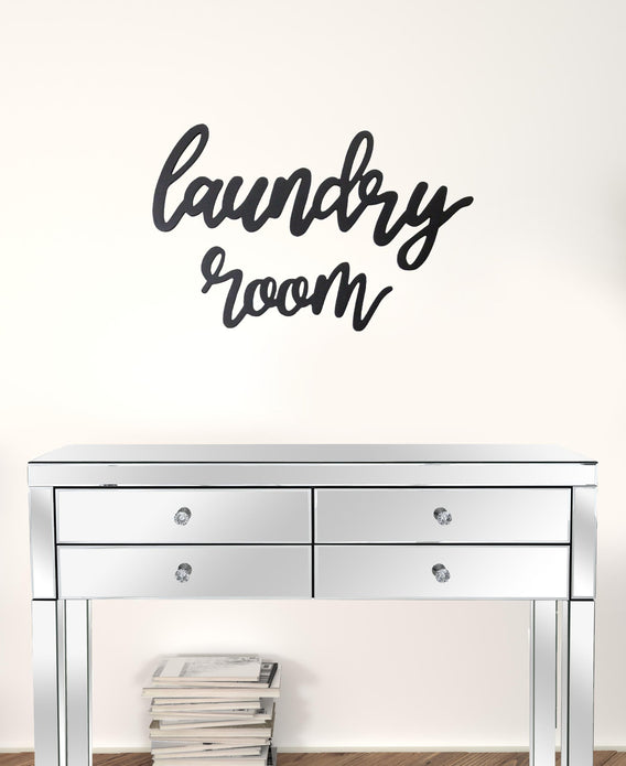 Wood Laundry Room Script Wall Decor