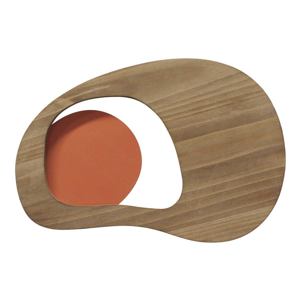 Retro Orange Walnut Wood and Metal Wall Decor