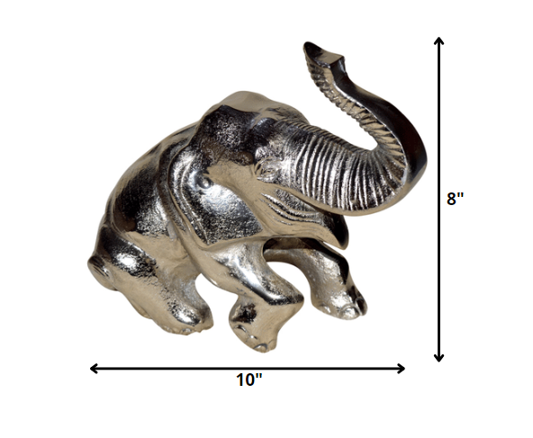 5' X 10' X 8' Silver Aluminum Resting Elephant