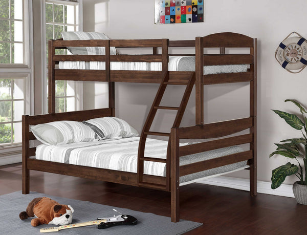 Transitional Brown Finish Twin over Full Bunk Bed