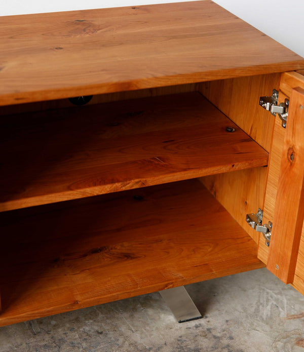 Warm Natural Cherry And Steel TV Stand or Media Center