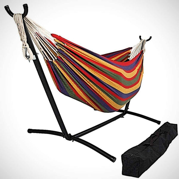 Tropical Stripe Double Classic 2 Person Hammock with Stand