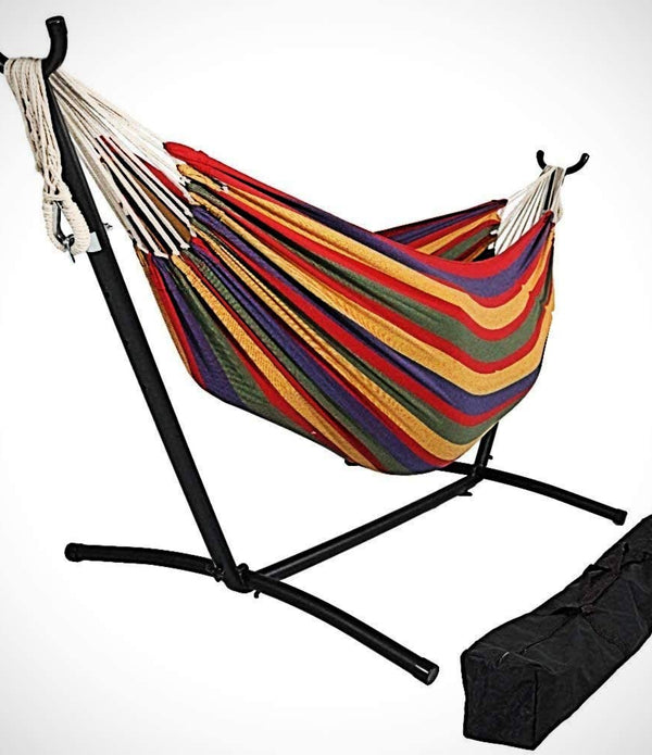 Tropical Stripe Double Classic 2 Person Hammock with Stand