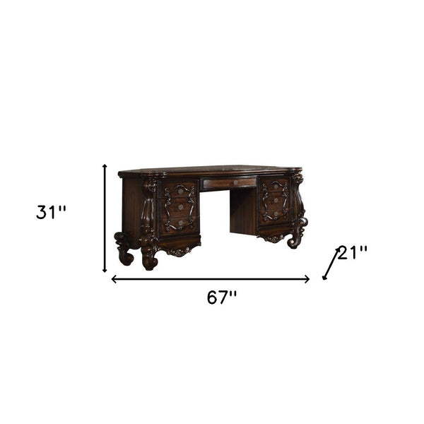 67' X 21' X 31' Cherry Oak Wood Vanity Desk