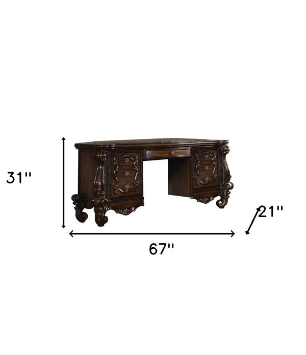 67' X 21' X 31' Cherry Oak Wood Vanity Desk