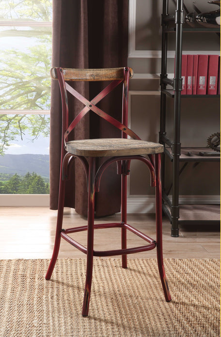 Antique Red Wooden Bar Chair