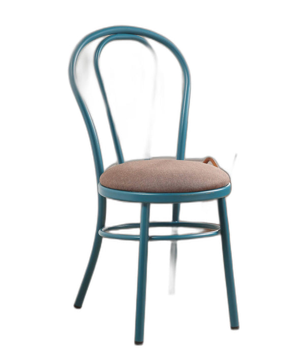 Set of 2 Restaurant Style Arch Back Teal and Taupe Dining Chairs