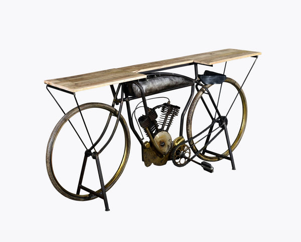 Brown Metal Mango Wood Iconic Vintage Cycle Table