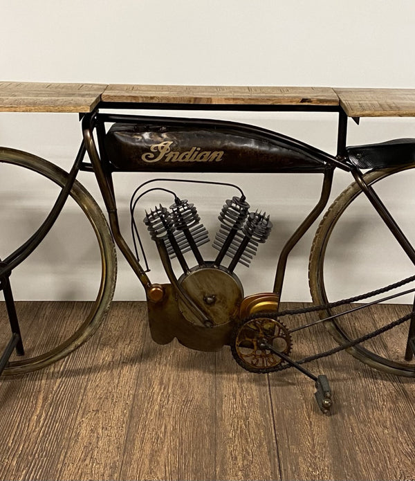 Brown Metal Mango Wood Iconic Vintage Cycle Table