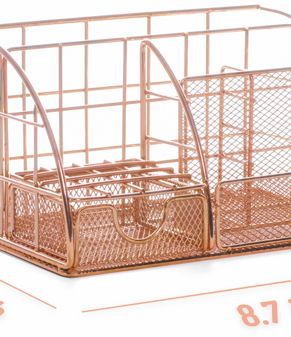 Stylish Rose Gold 6 Compartment Desk Organizer