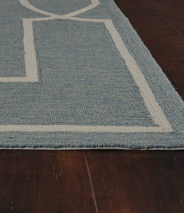 3'x5' Spa Blue Hand Hooked UV Treated Bordered Indoor Outdoor Area Rug