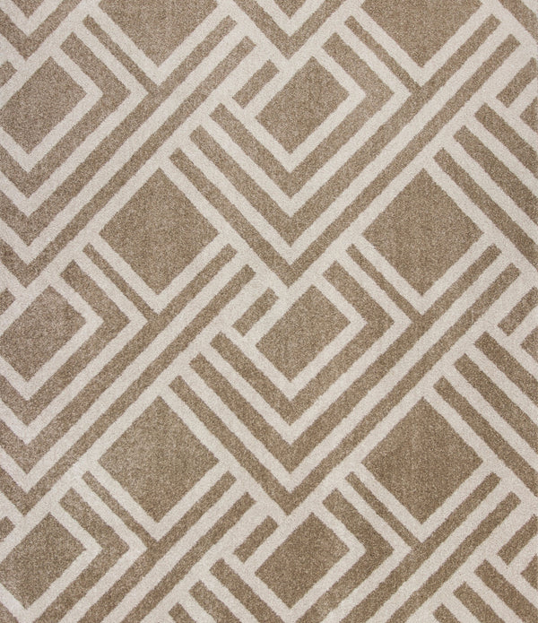 7'x10' Beige Machine Woven UV Treated Geometric Indoor Outdoor Area Rug