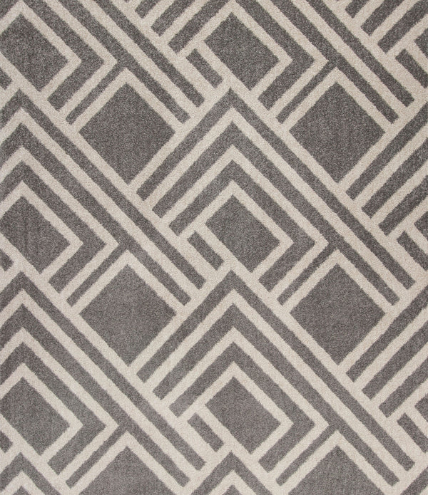 2'x4' Grey Machine Woven UV Treated Geometric Indoor Outdoor Accent Rug