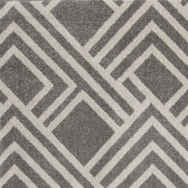 3'x5' Grey Machine Woven UV Treated Geometric Indoor Outdoor Area Rug