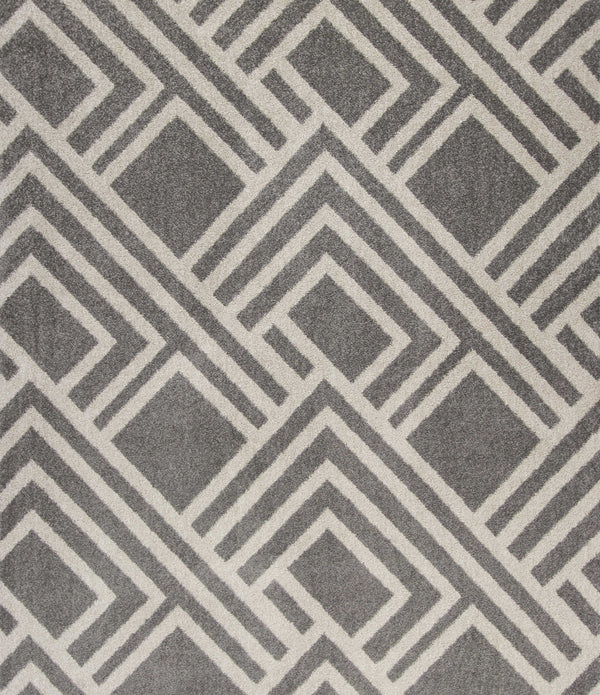 5'x8' Grey Machine Woven UV Treated Geometric Indoor Outdoor Area Rug