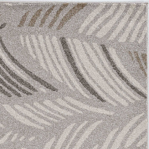 7' x 9' Grey Feather Pattern Indoor Outdoor Area Rug