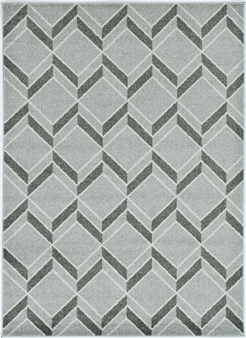 8'x11' Grey Machine Woven UV Treated Herringbone Illusion Indoor Outdoor Area Rug