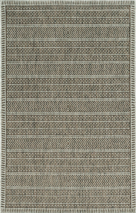 5'x7' Mocha Machine Woven UV Treated Tribal Indoor Outdoor Area Rug