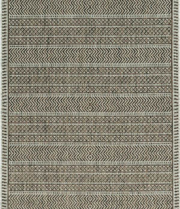 5'x7' Mocha Machine Woven UV Treated Tribal Indoor Outdoor Area Rug