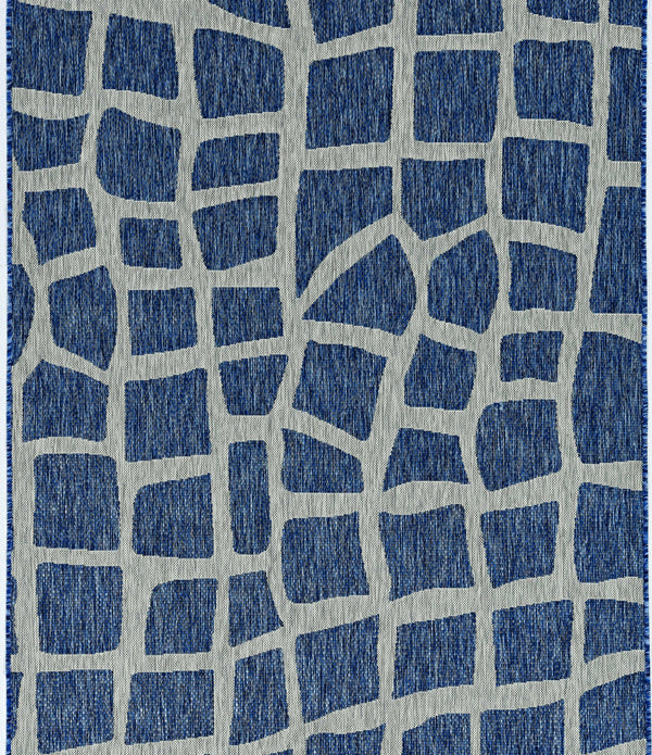 3'x4' Blue Grey Machine Woven UV Treated Abstract Indoor Outdoor Accent Rug