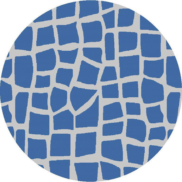 8' Blue Grey Machine Woven UV Treated Animal Print Indoor Outdoor Round Area Rug